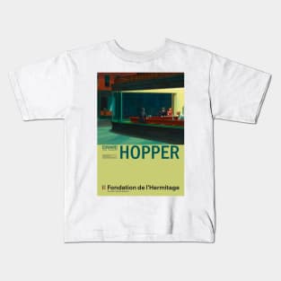 Edward Hopper - Nighthawks - Minimalist Exhibition Art Poster Kids T-Shirt